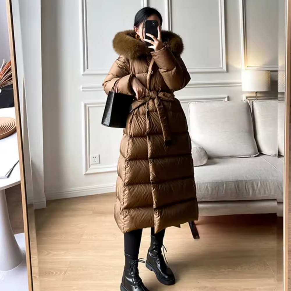 Real Fur Jacket 2025 Winter Women White Duck Down Jackets Ultra Light Warm - Picture 3 of 8